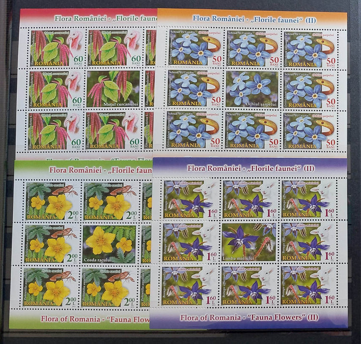 Romania 2012 Flora Romaniei II minicoala de 8 timbre + 1 vinieta