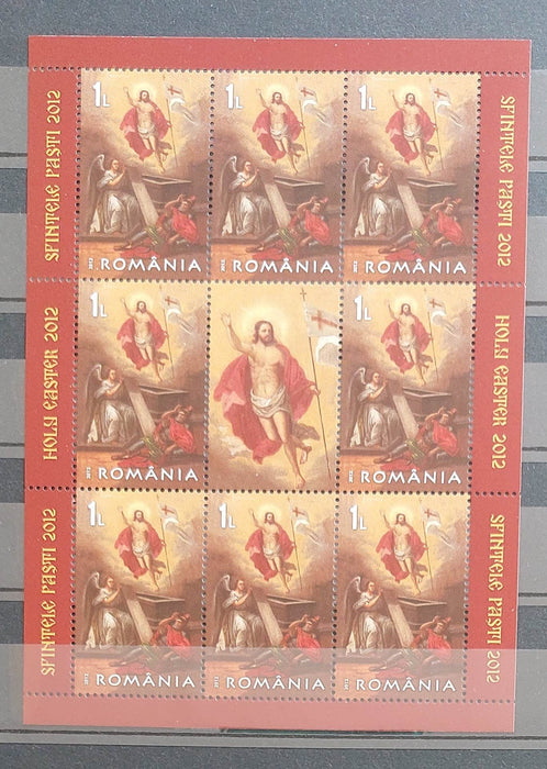 Romania 2012 Sfintele Pasti minicoala de 8 timbre + 1 vinieta