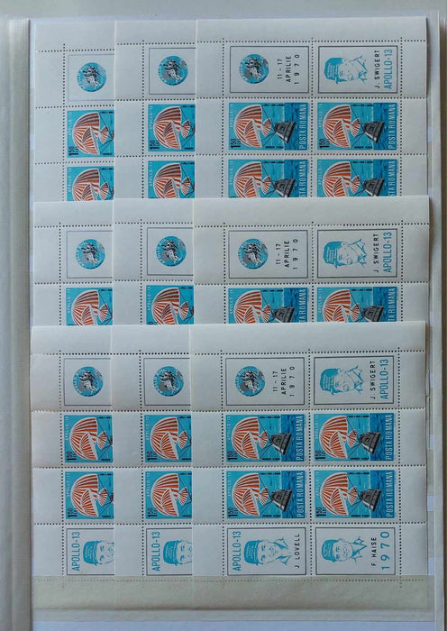 2 Clasoare 48 pagini (incluse) cu timbre romanesti perioada 1965-1975, peste 95% serii complete, simple sau in blocuri de 4