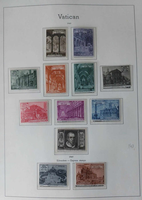 Album ilustrat LEUCHTTURM hingless posete transparente colectie VATICAN 1920-1969 (lipsa doar 2 serii) cota Michel in jur de 8.000 EUR, timbrele cheie semnate