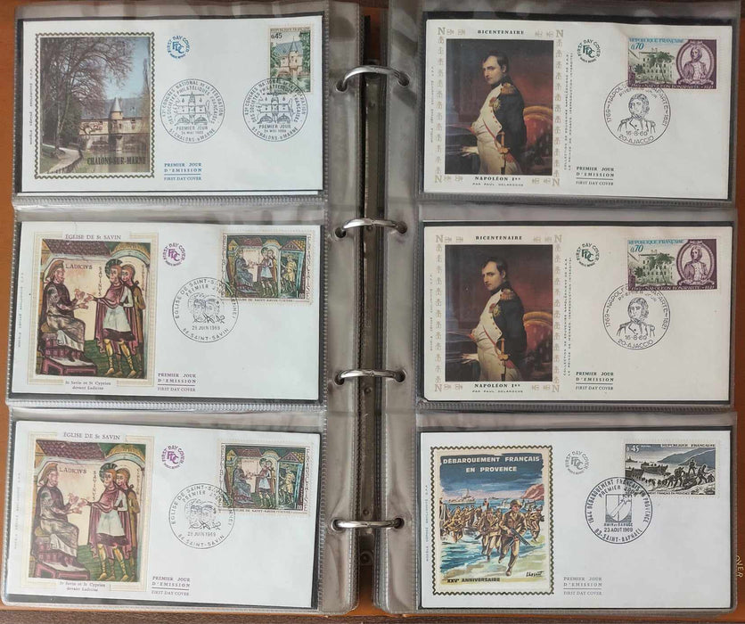 Franta Lot continand 374 FDC (179 in album, care este inclus), diferite tematici, pictura, personalitati, aniversari etc.