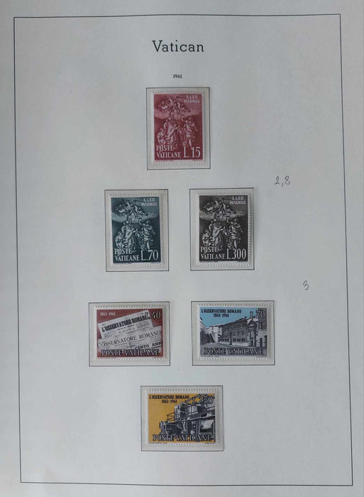 Album ilustrat LEUCHTTURM hingless posete transparente colectie VATICAN 1920-1969 (lipsa doar 2 serii) cota Michel in jur de 8.000 EUR, timbrele cheie semnate