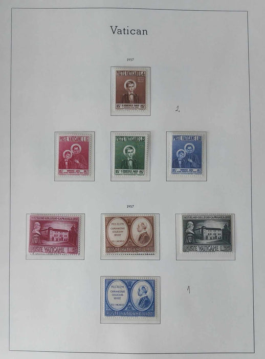 Album ilustrat LEUCHTTURM hingless posete transparente colectie VATICAN 1920-1969 (lipsa doar 2 serii) cota Michel in jur de 8.000 EUR, timbrele cheie semnate