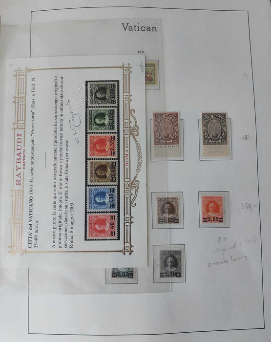 Album ilustrat LEUCHTTURM hingless posete transparente colectie VATICAN 1920-1969 (lipsa doar 2 serii) cota Michel in jur de 8.000 EUR, timbrele cheie semnate