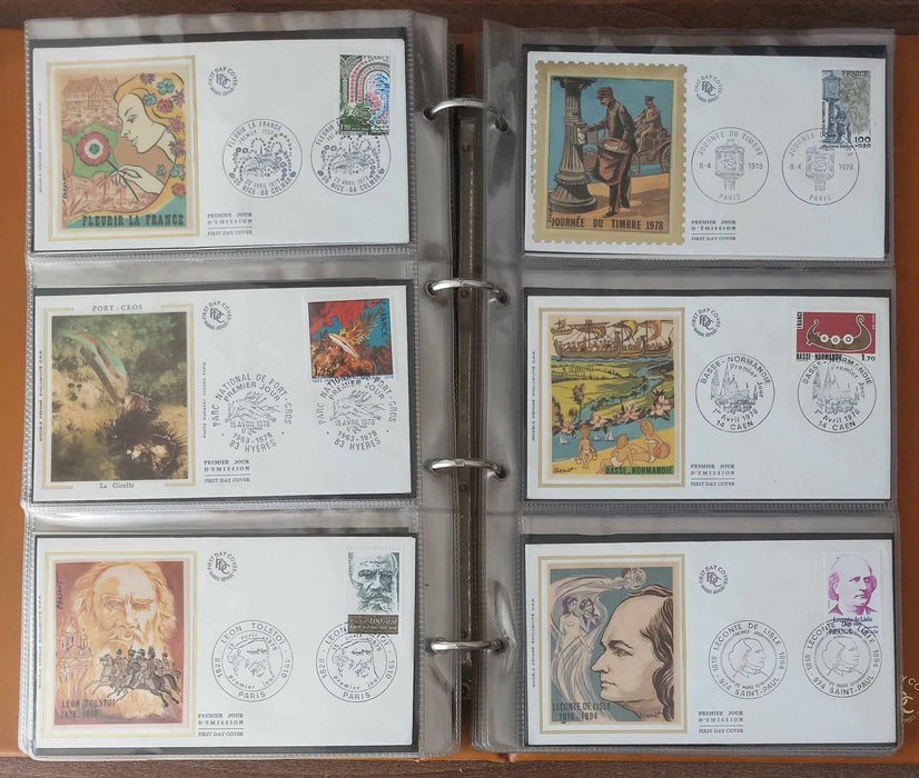 Franta Lot continand 374 FDC (179 in album, care este inclus), diferite tematici, pictura, personalitati, aniversari etc.