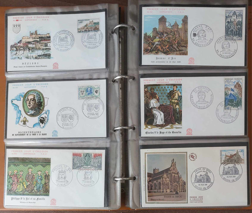 Franta Lot continand 374 FDC (179 in album, care este inclus), diferite tematici, pictura, personalitati, aniversari etc.