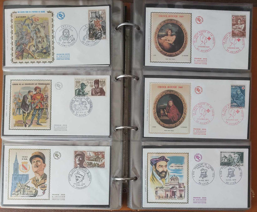 Franta Lot continand 374 FDC (179 in album, care este inclus), diferite tematici, pictura, personalitati, aniversari etc.