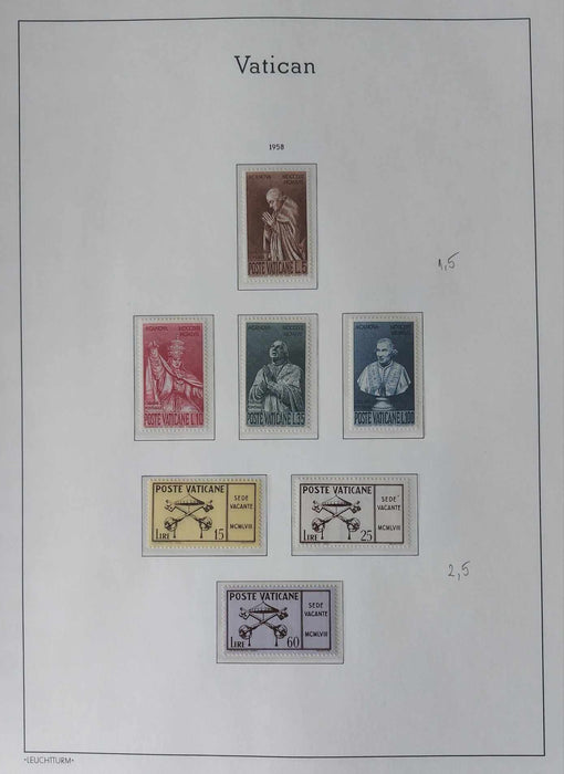 Album ilustrat LEUCHTTURM hingless posete transparente colectie VATICAN 1920-1969 (lipsa doar 2 serii) cota Michel in jur de 8.000 EUR, timbrele cheie semnate