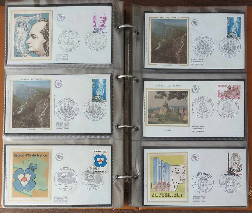 Franta Lot continand 374 FDC (179 in album, care este inclus), diferite tematici, pictura, personalitati, aniversari etc.