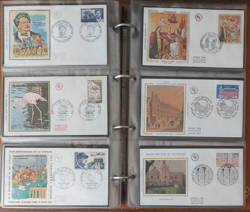 Franta Lot continand 374 FDC (179 in album, care este inclus), diferite tematici, pictura, personalitati, aniversari etc.