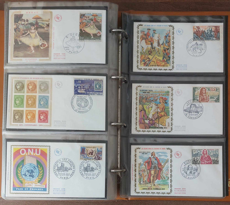 Franta Lot continand 374 FDC (179 in album, care este inclus), diferite tematici, pictura, personalitati, aniversari etc.