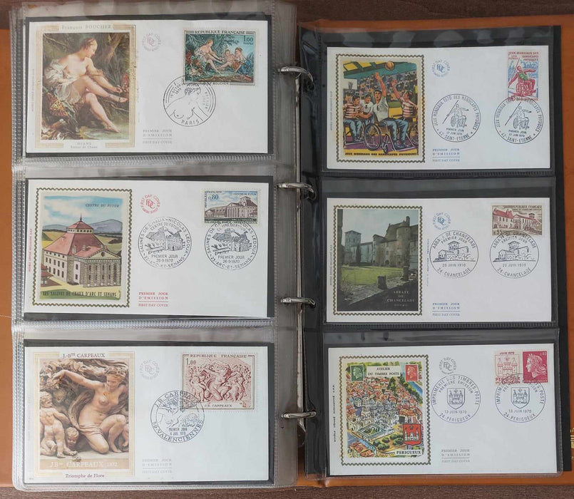 Franta Lot continand 374 FDC (179 in album, care este inclus), diferite tematici, pictura, personalitati, aniversari etc.