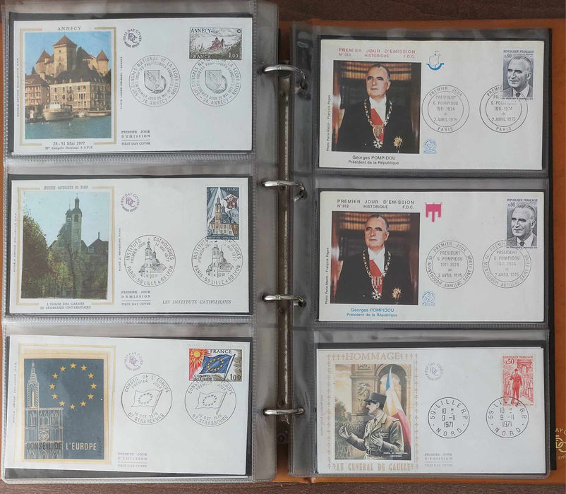 Franta Lot continand 374 FDC (179 in album, care este inclus), diferite tematici, pictura, personalitati, aniversari etc.