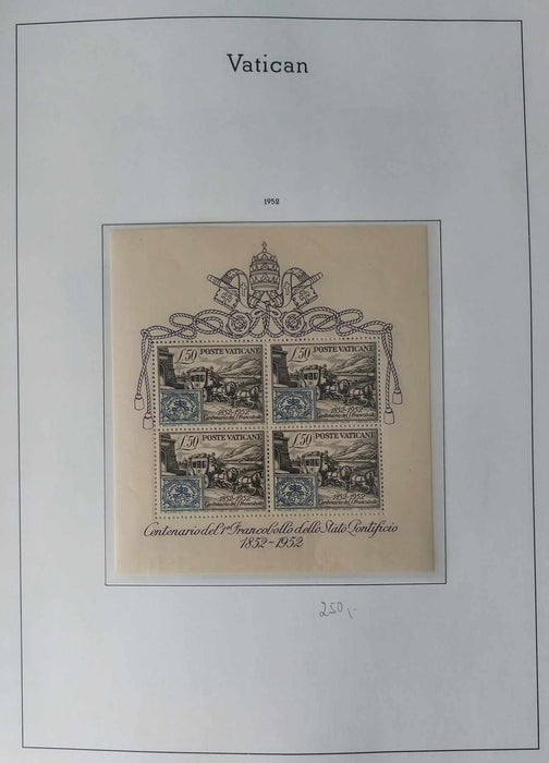 Album ilustrat LEUCHTTURM hingless posete transparente colectie VATICAN 1920-1969 (lipsa doar 2 serii) cota Michel in jur de 8.000 EUR, timbrele cheie semnate