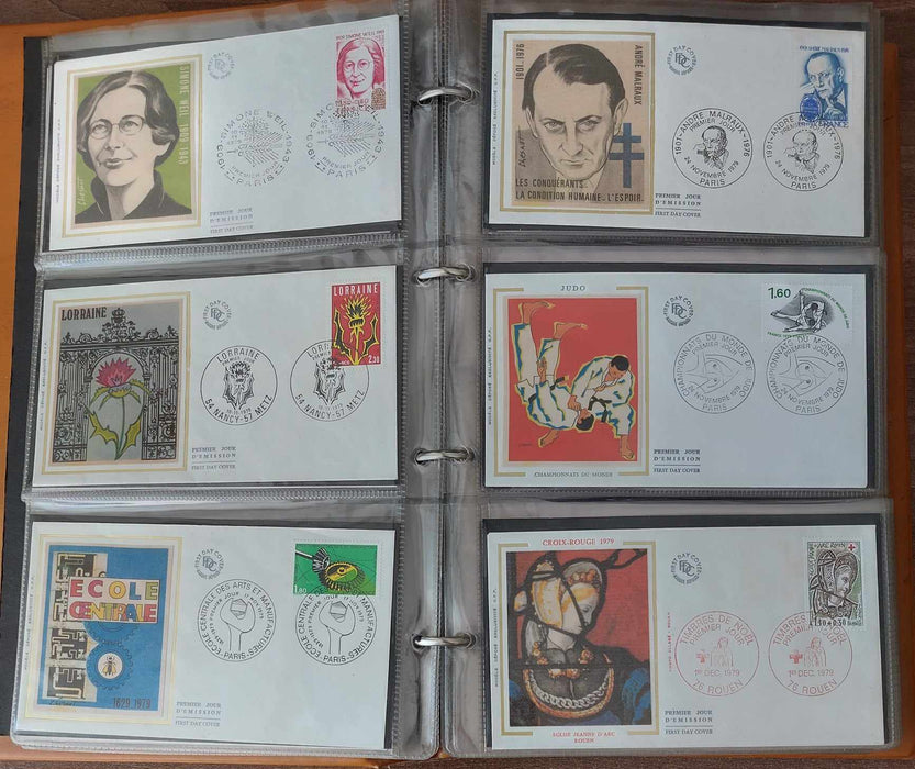 Franta Lot continand 374 FDC (179 in album, care este inclus), diferite tematici, pictura, personalitati, aniversari etc.