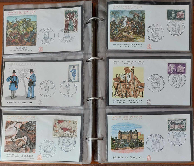 Franta Lot continand 374 FDC (179 in album, care este inclus), diferite tematici, pictura, personalitati, aniversari etc.