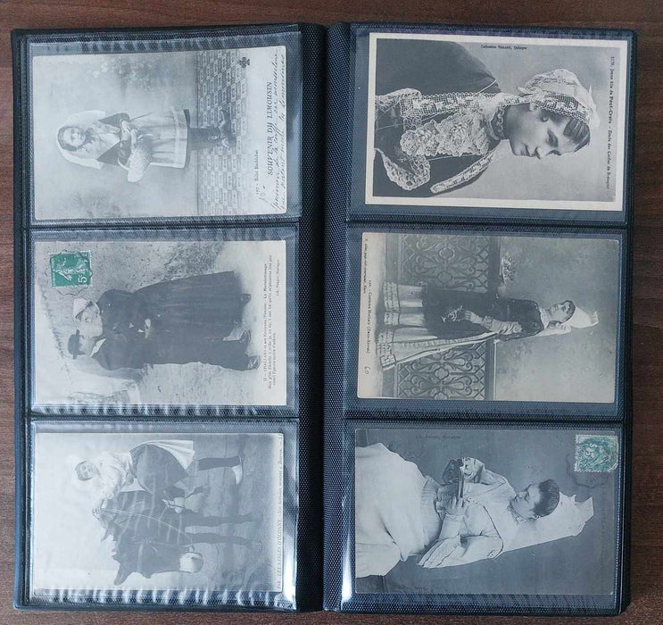 Album (inclus) cu 96 carti postale tematica Port popular din regiunile Frantei