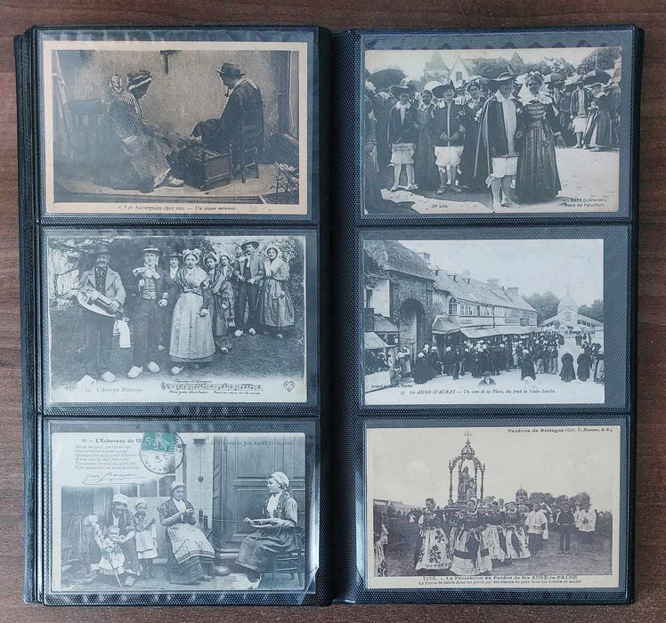 Album (inclus) cu 96 carti postale tematica Port popular din regiunile Frantei