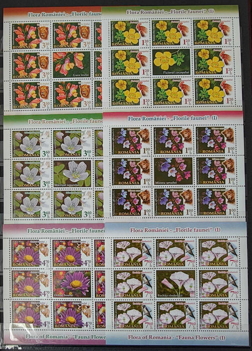 Romania 2012 Flora Romaniei - Florile Faunei I minicoala de 8 timbre si o vigneta (LP 222,60lei)