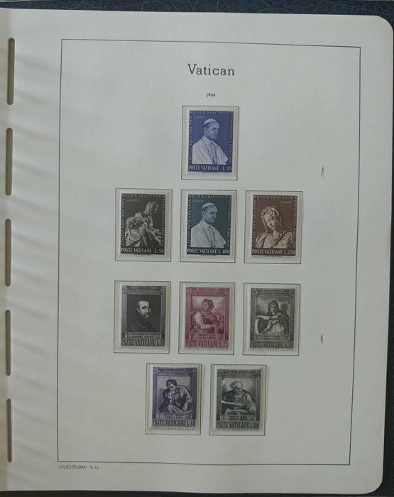 Album ilustrat LEUCHTTURM hingless posete transparente colectie VATICAN 1920-1969 aproximativ 80 serii complete