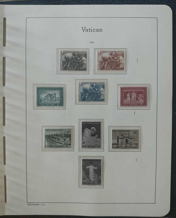 Album ilustrat LEUCHTTURM hingless posete transparente colectie VATICAN 1920-1969 aproximativ 80 serii complete