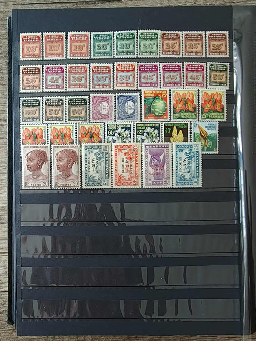 Clasor cu aproximativ 1000 timbre (peste) colonii franceze
