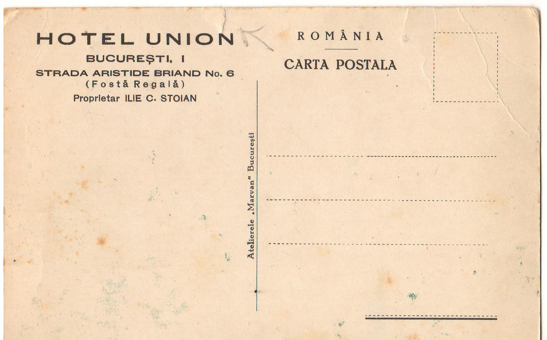 Romania Carte postala Bucuresti Hotel Union