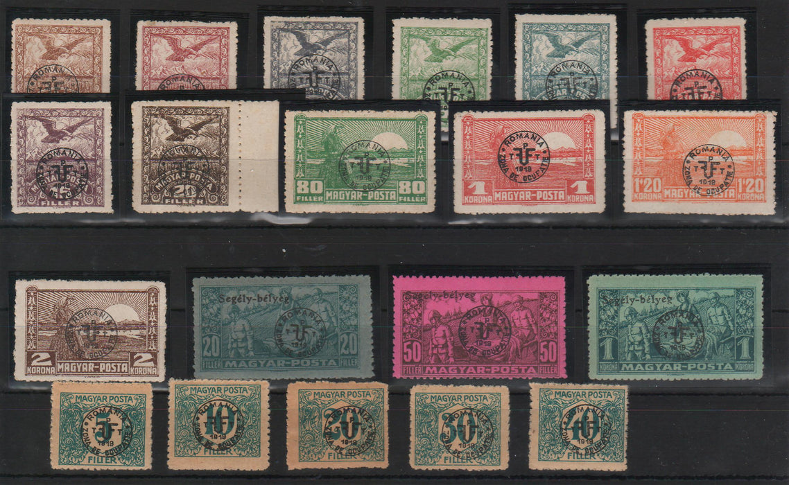 Romania 1919-1920 Ocupatia romana in Ungaria DEBRETIN emisiunea a 2-a supratipar rotund serie completa 46 valori