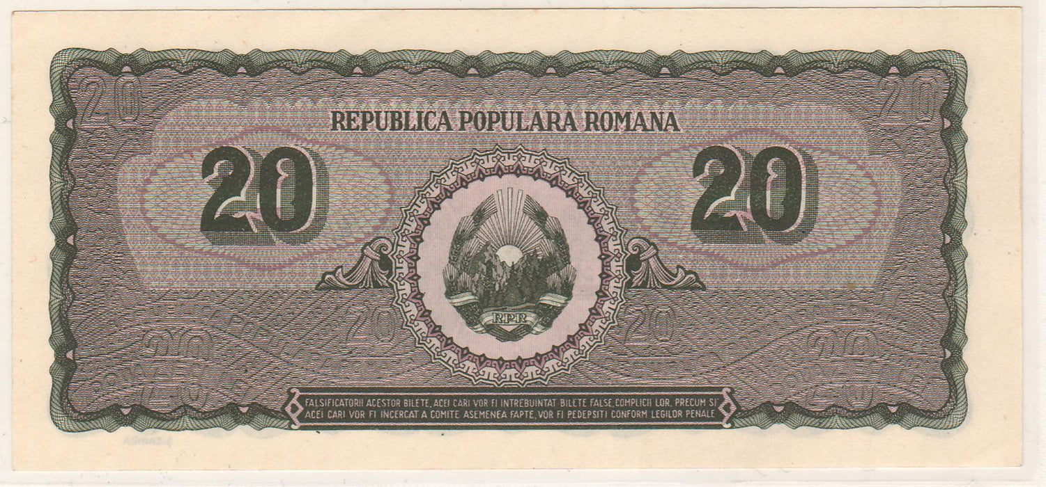 Romania Bancnota 20 LEI 1950 3 serii consecutive