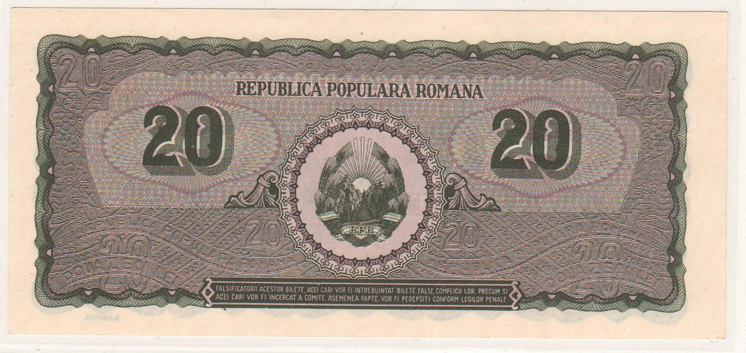 Romania Bancnota 20 LEI 1950 3 serii consecutive