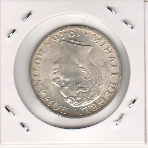 Romania 1946 Moneda 25.000 lei Mihai I, lot 4 buc., argint 12g 0,700 (8,4g argint pur), diametru 32mm