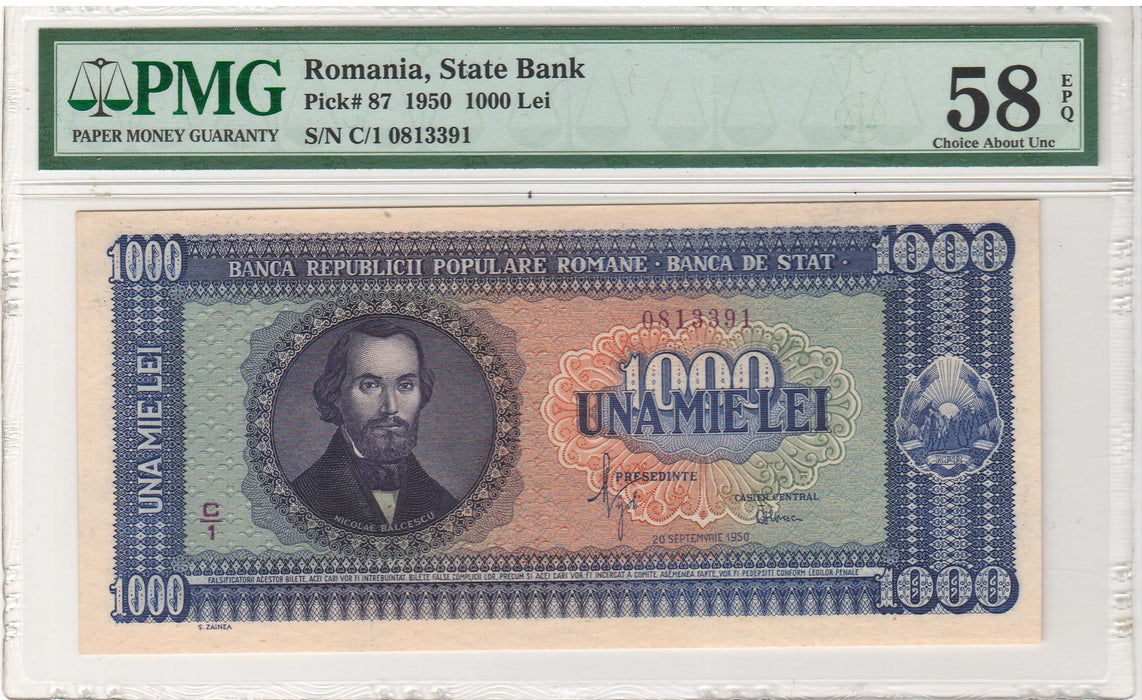 Romania Bancnota 1.000 LEI 1950 gradata