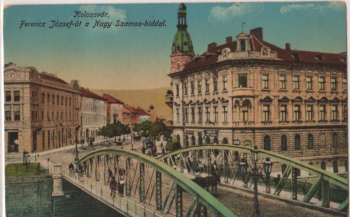 Romania 1912 Carte postala Cluj Piata Ferencz Jozsef si Podul de Fier