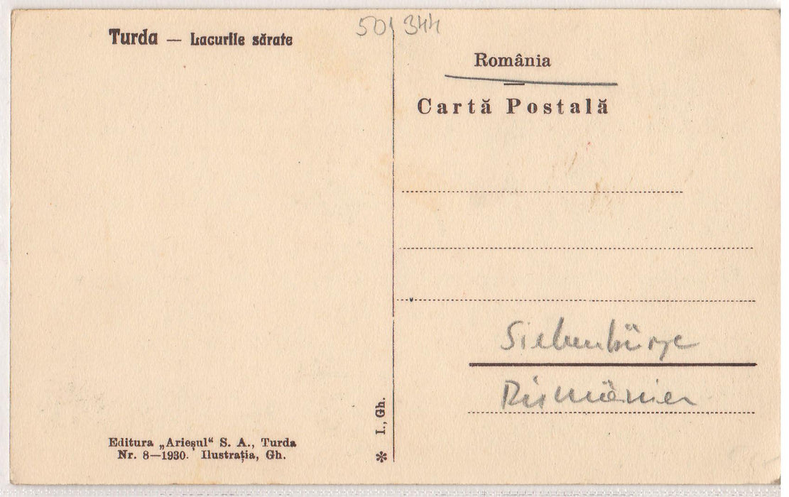 Romania 1930 Carte postala Turda Salina Lacurile sarate
