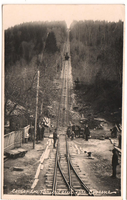 Romania 1939 Carte postala Funicular si cale ferata Comandau-Covasna, circulata Covasna - Puy de Dome (Franta)