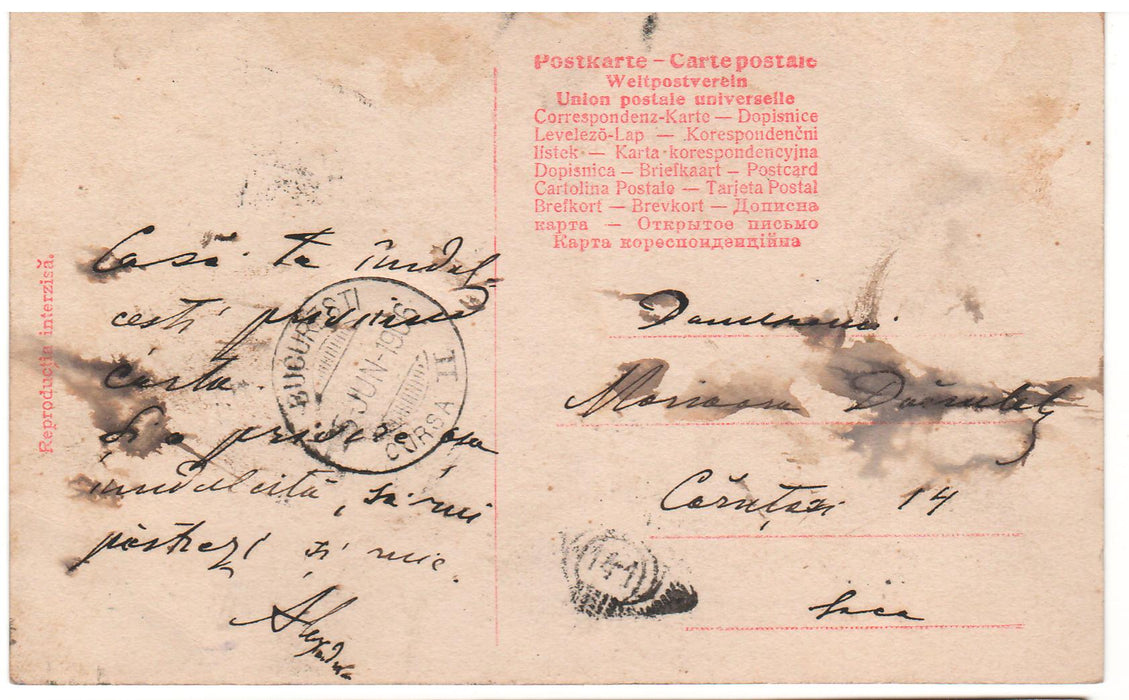 Romania 1906 carte postala Regina Maria in salonul sau de la Palatul Cotroceni, circulata Bucuresti loco emisiunea 40 de ani de domnie Carol I