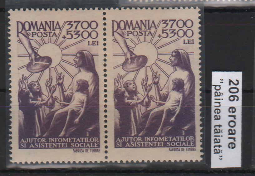 Romania 1947 Seceta 3700+5300L pereche EROARE Painea taiata
