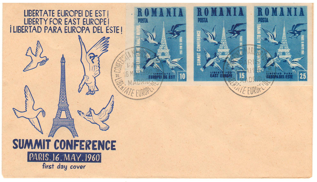 Romania Exil 1960 Conferinta primilor ministri ai Marilor Puteri triptic FDC
