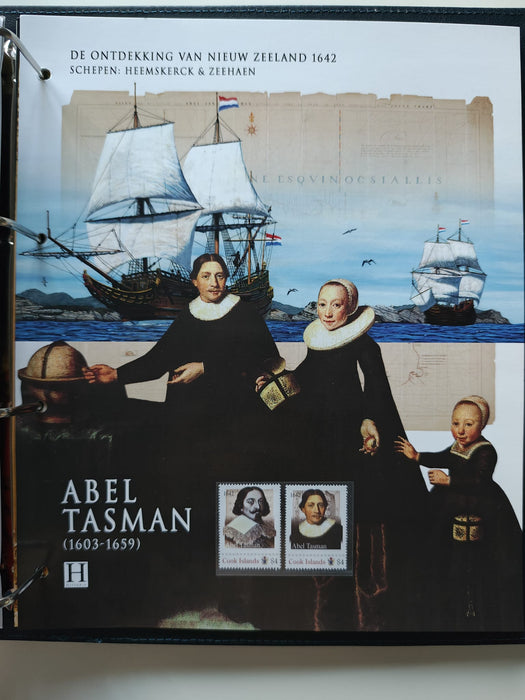 Album/Enciclopedie tematica ARTA, PICTURA, PERSONALITATI, MARINA, NAVIGATIE, VAPOARE, ISTORIE contine 78 pagini ilustrate, cu timbre in posete de plastic. SUPERB!! Albumul are coperti si caseta din piele.