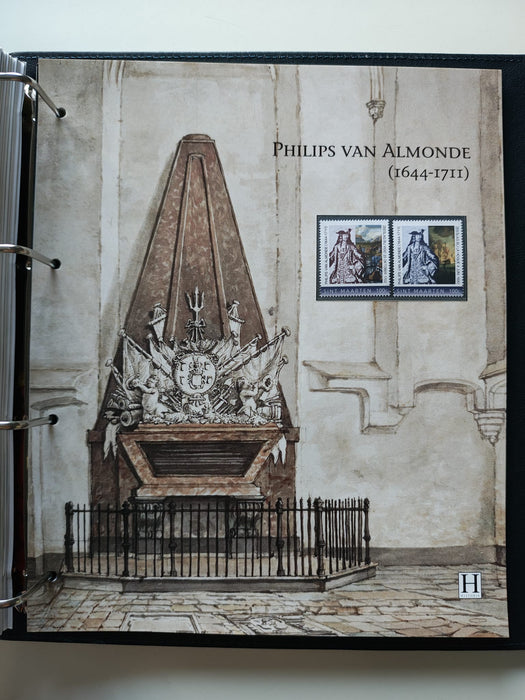 Album/Enciclopedie tematica ARTA, PICTURA, PERSONALITATI, MARINA, NAVIGATIE, VAPOARE, ISTORIE contine 78 pagini ilustrate, cu timbre in posete de plastic. SUPERB!! Albumul are coperti si caseta din piele.