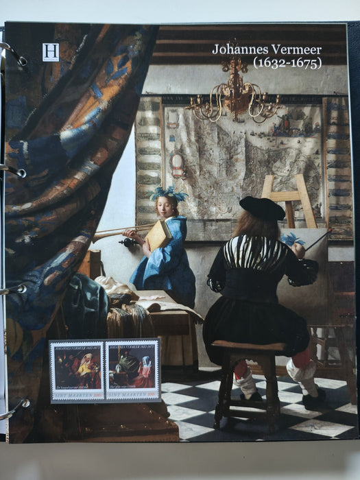 Album/Enciclopedie tematica ARTA, PICTURA, PERSONALITATI, MARINA, NAVIGATIE, VAPOARE, ISTORIE contine 78 pagini ilustrate, cu timbre in posete de plastic. SUPERB!! Albumul are coperti si caseta din piele.