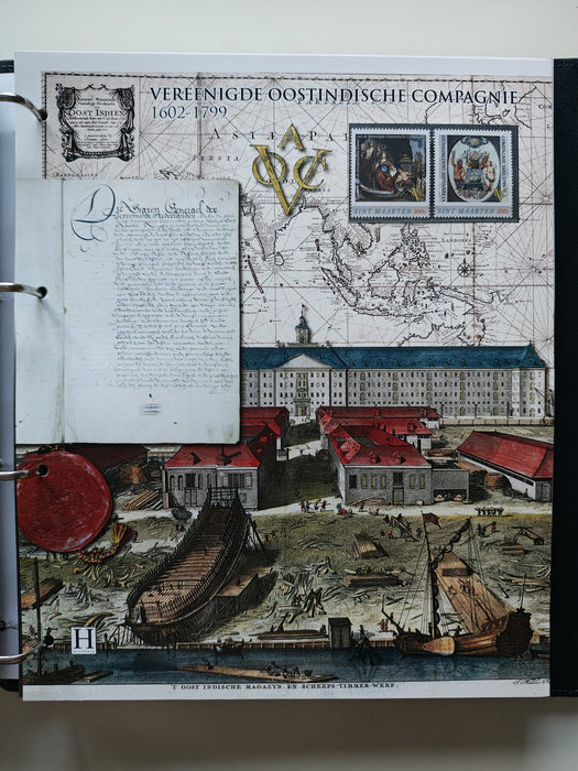 Album/Enciclopedie tematica ARTA, PICTURA, PERSONALITATI, MARINA, NAVIGATIE, VAPOARE, ISTORIE contine 78 pagini ilustrate, cu timbre in posete de plastic. SUPERB!! Albumul are coperti si caseta din piele.