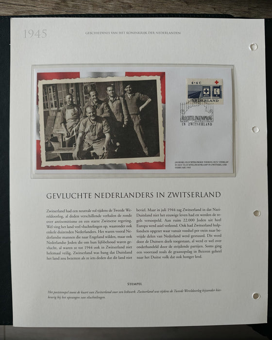 Album/Enciclopedie tematica CRUCEA ROSIE, AL II-lea RAZBOI MONDIAL (WWII), ANIVERSARI, PERSONALITATI contine in jur de 100 plicuri filatelice ilustrate in posete de plastic. Albumul are coperti si caseta din piele.