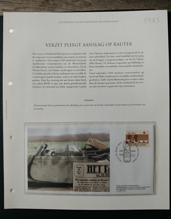 Album/Enciclopedie tematica CRUCEA ROSIE, AL II-lea RAZBOI MONDIAL (WWII), ANIVERSARI, PERSONALITATI contine in jur de 100 plicuri filatelice ilustrate in posete de plastic. Albumul are coperti si caseta din piele.