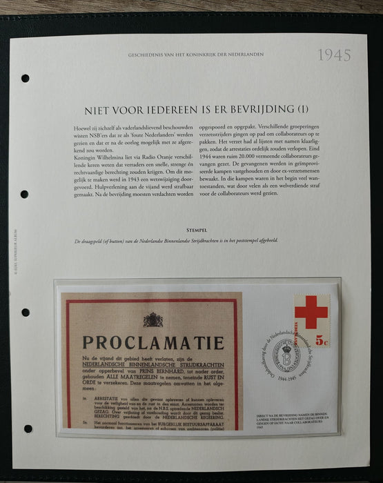 Album/Enciclopedie tematica CRUCEA ROSIE, AL II-lea RAZBOI MONDIAL (WWII), ANIVERSARI, PERSONALITATI contine in jur de 100 plicuri filatelice ilustrate in posete de plastic. Albumul are coperti si caseta din piele.