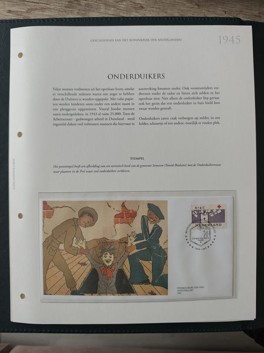 Album/Enciclopedie tematica CRUCEA ROSIE, AL II-lea RAZBOI MONDIAL (WWII), ANIVERSARI, PERSONALITATI contine in jur de 100 plicuri filatelice ilustrate in posete de plastic. Albumul are coperti si caseta din piele.