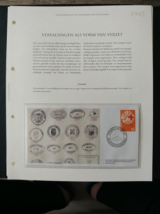 Album/Enciclopedie tematica CRUCEA ROSIE, AL II-lea RAZBOI MONDIAL (WWII), ANIVERSARI, PERSONALITATI contine in jur de 100 plicuri filatelice ilustrate in posete de plastic. Albumul are coperti si caseta din piele.