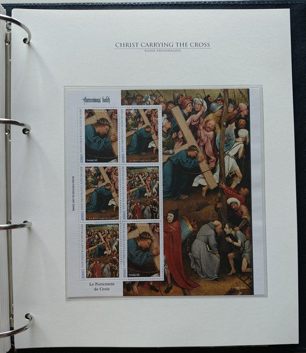 Album/Enciclopedie Hieronymus Bosch tematica ARTA, PICTURA, RELIGIE, EZOTERISM contine aproximativ 100 serii, blocuri ilustrate si maxicarduri in posete de plastic, cu picturi celebre . SUPERB!! Albumul are coperti si caseta din piele.