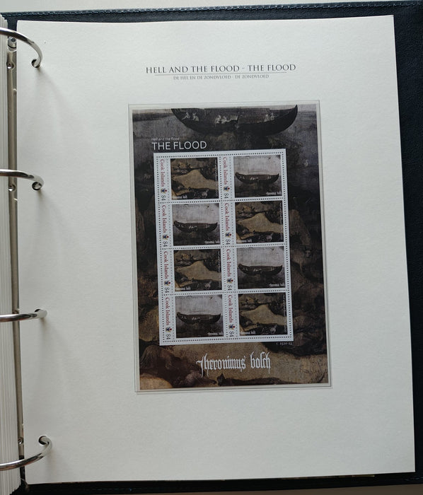 Album/Enciclopedie Hieronymus Bosch tematica ARTA, PICTURA, RELIGIE, EZOTERISM contine aproximativ 100 serii, blocuri ilustrate si maxicarduri in posete de plastic, cu picturi celebre . SUPERB!! Albumul are coperti si caseta din piele.