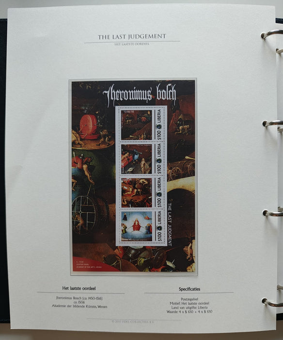 Album/Enciclopedie Hieronymus Bosch tematica ARTA, PICTURA, RELIGIE, EZOTERISM contine aproximativ 100 serii, blocuri ilustrate si maxicarduri in posete de plastic, cu picturi celebre . SUPERB!! Albumul are coperti si caseta din piele.